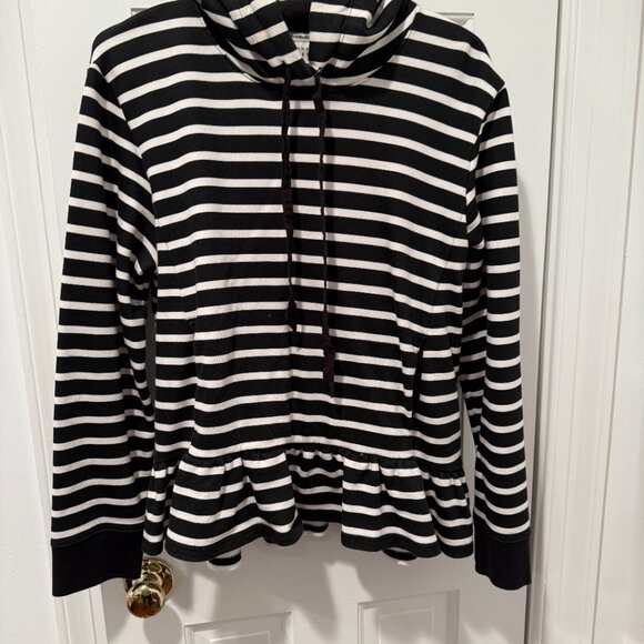 Kate Spade Broome Street Striped Hoodie with Ruffle Size Large - Picture 4 of 4